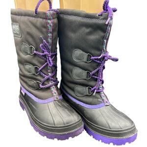 🧊 Arctic Cat ArcticWear Winter Snow Boots Black Purple Made Canada Size 7 VTG